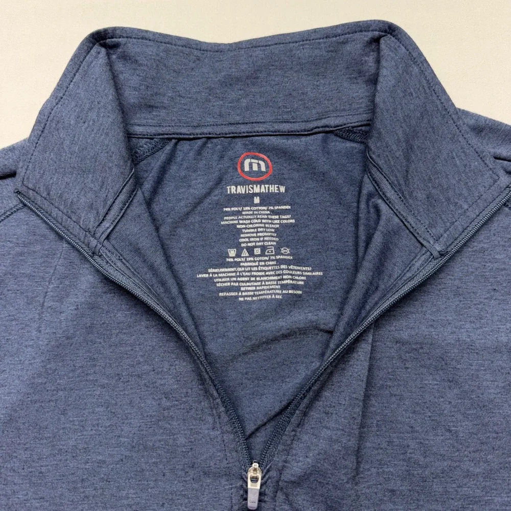 Hard Rock TravisMathew Quarter Zip Pullover Mens M Blue Golf Stretch Pockets